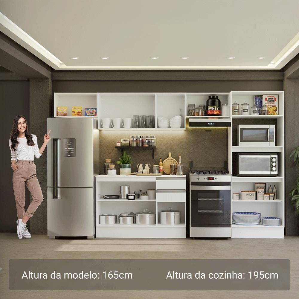 Armário De Cozinha Completa 100% MDF 310 Cm Smart 01 Xa Branco - 5