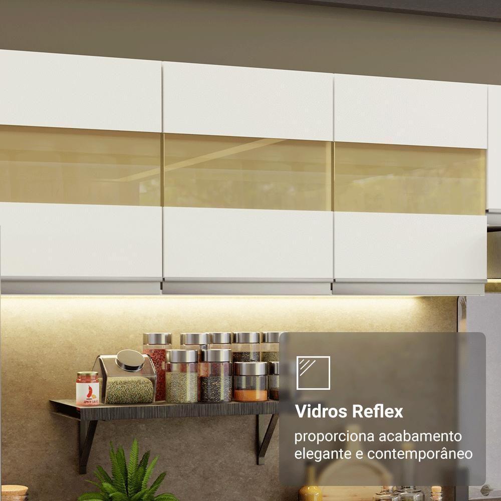 Armário De Cozinha Completa 100% MDF 310 Cm Smart 01 Xa Branco - 9