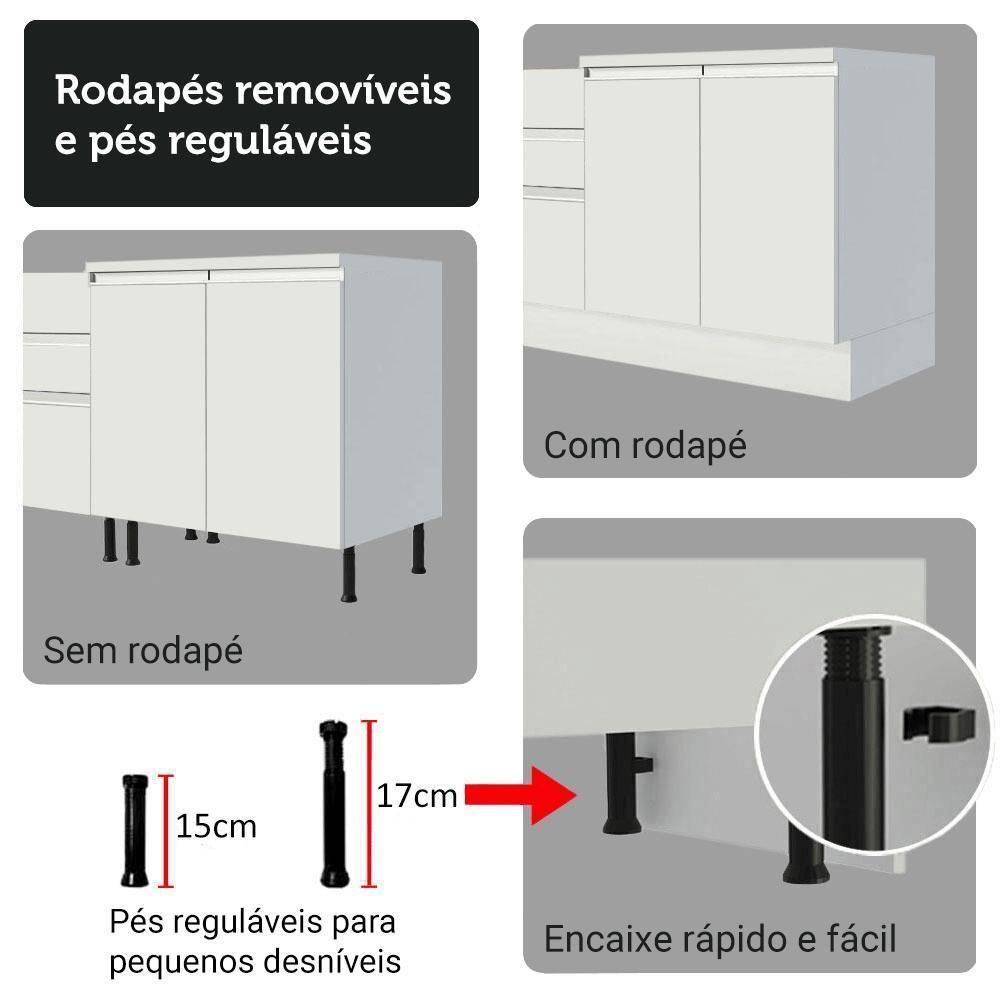 Armário De Cozinha Completa 100% MDF 310 Cm Smart 01 Xa Branco - 10