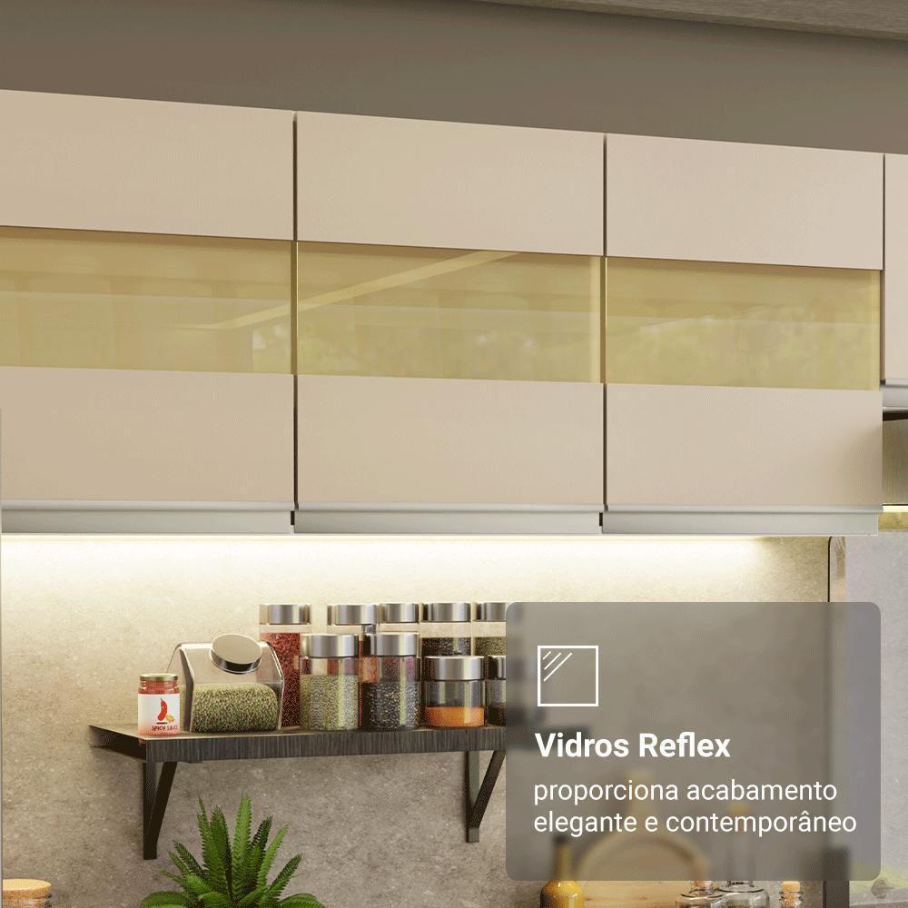 Armário De Cozinha Completa 100% MDF 310 Cm Smart 01 Xa Branco/Rustic/Crema - 9