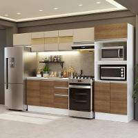 Armário De Cozinha Completa 100% MDF 310 Cm Smart 01 Xa Branco/Rustic/Crema - 1