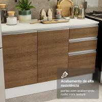 Armário De Cozinha Completa 100% MDF 310 Cm Smart 01 Xa Branco/Rustic/Crema - 8