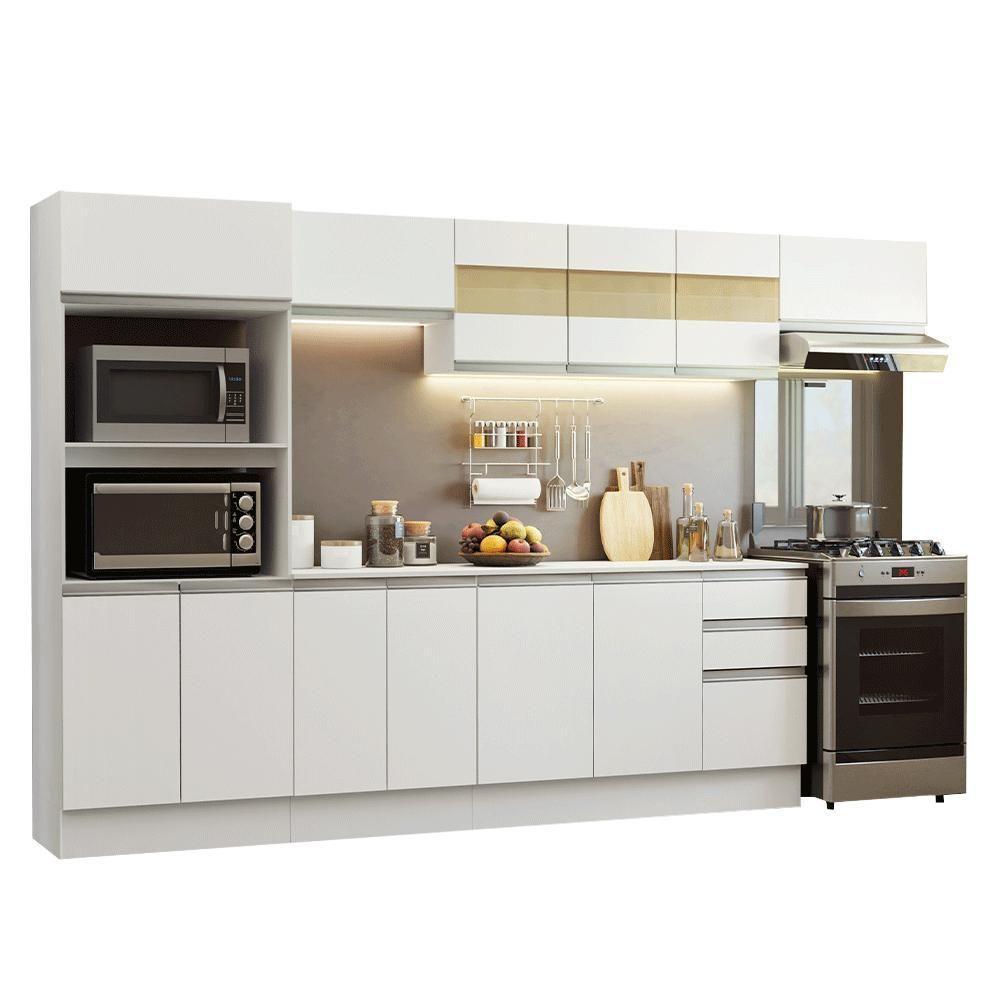 Armário De Cozinha Completa 100% MDF 310 Cm Smart 02 Branco - 2