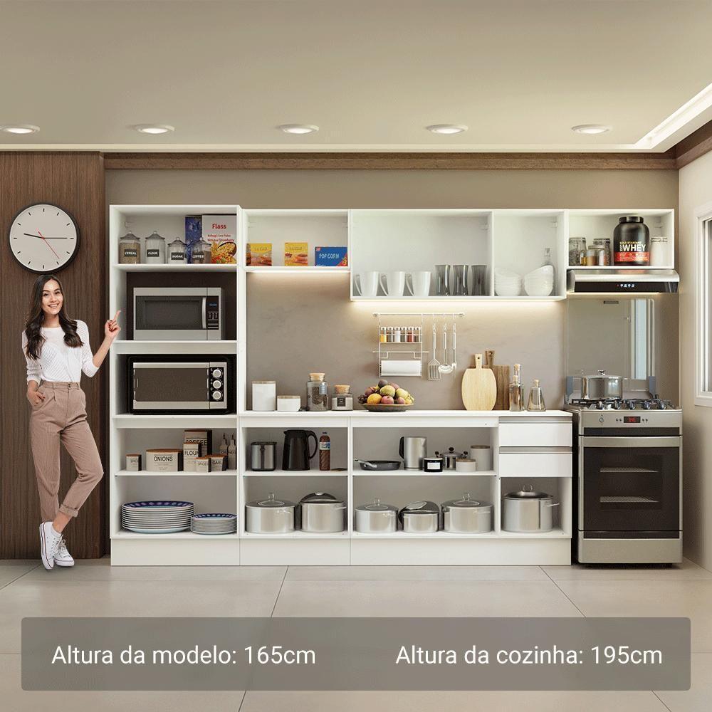 Armário De Cozinha Completa 100% MDF 310 Cm Smart 02 Branco - 4