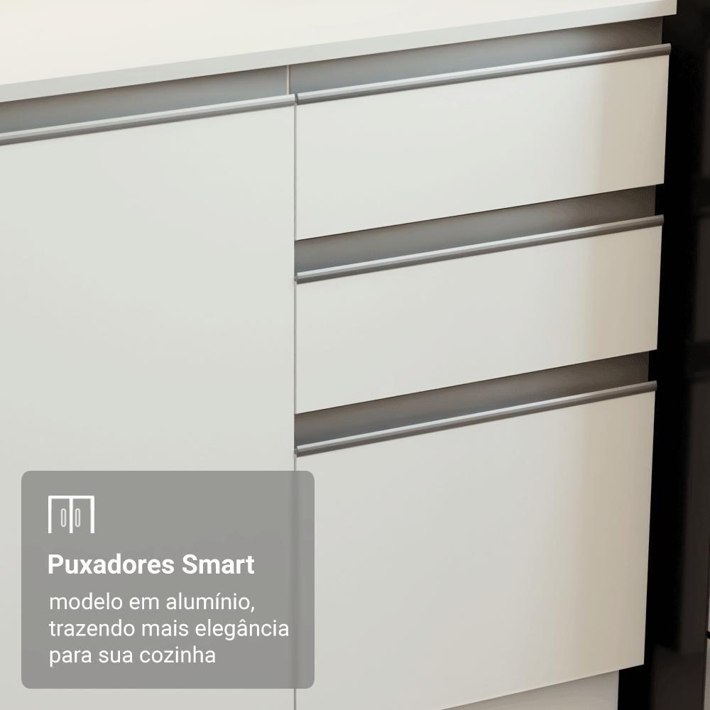 Armário De Cozinha Completa 100% MDF 310 Cm Smart 02 Branco - 6
