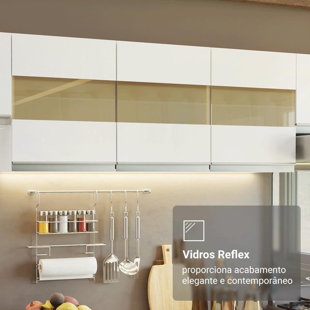Armário De Cozinha Completa 100% MDF 310 Cm Smart 02 Branco - 9