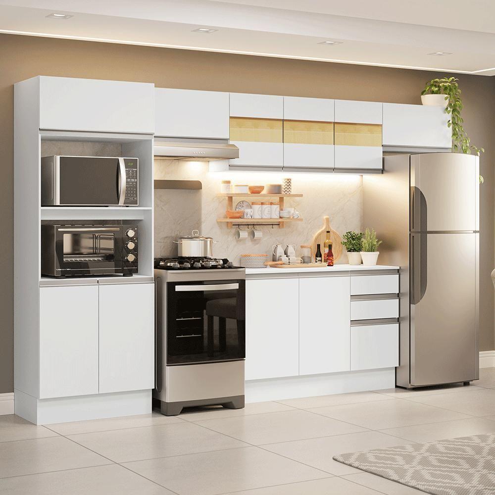 Armário De Cozinha Completa 100% MDF 310 Cm Smart 01 Branco - 1