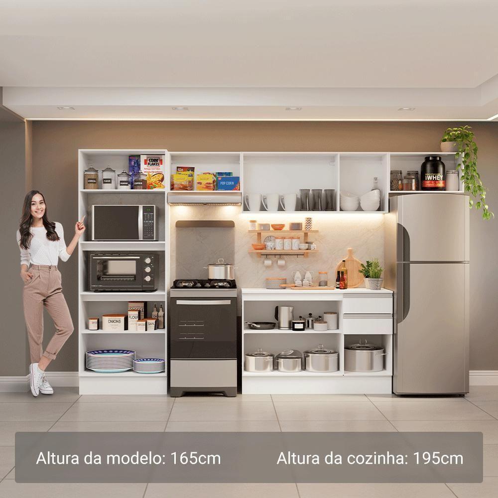 Armário De Cozinha Completa 100% MDF 310 Cm Smart 01 Branco - 4