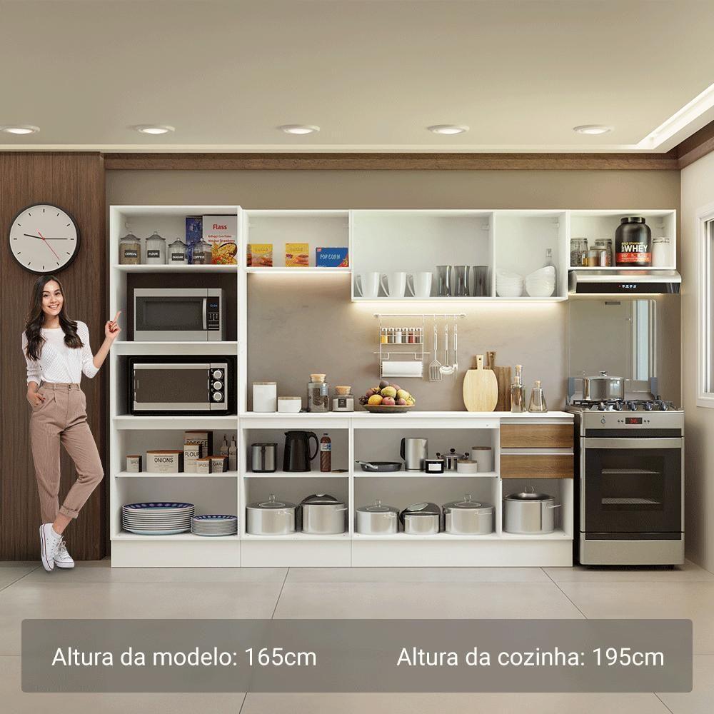 Armário De Cozinha Completa 100% MDF 310 Cm Smart 02 Branco/Rustic/Crema - 4