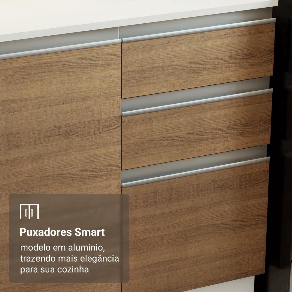 Armário De Cozinha Completa 100% MDF 310 Cm Smart 02 Branco/Rustic/Crema - 6
