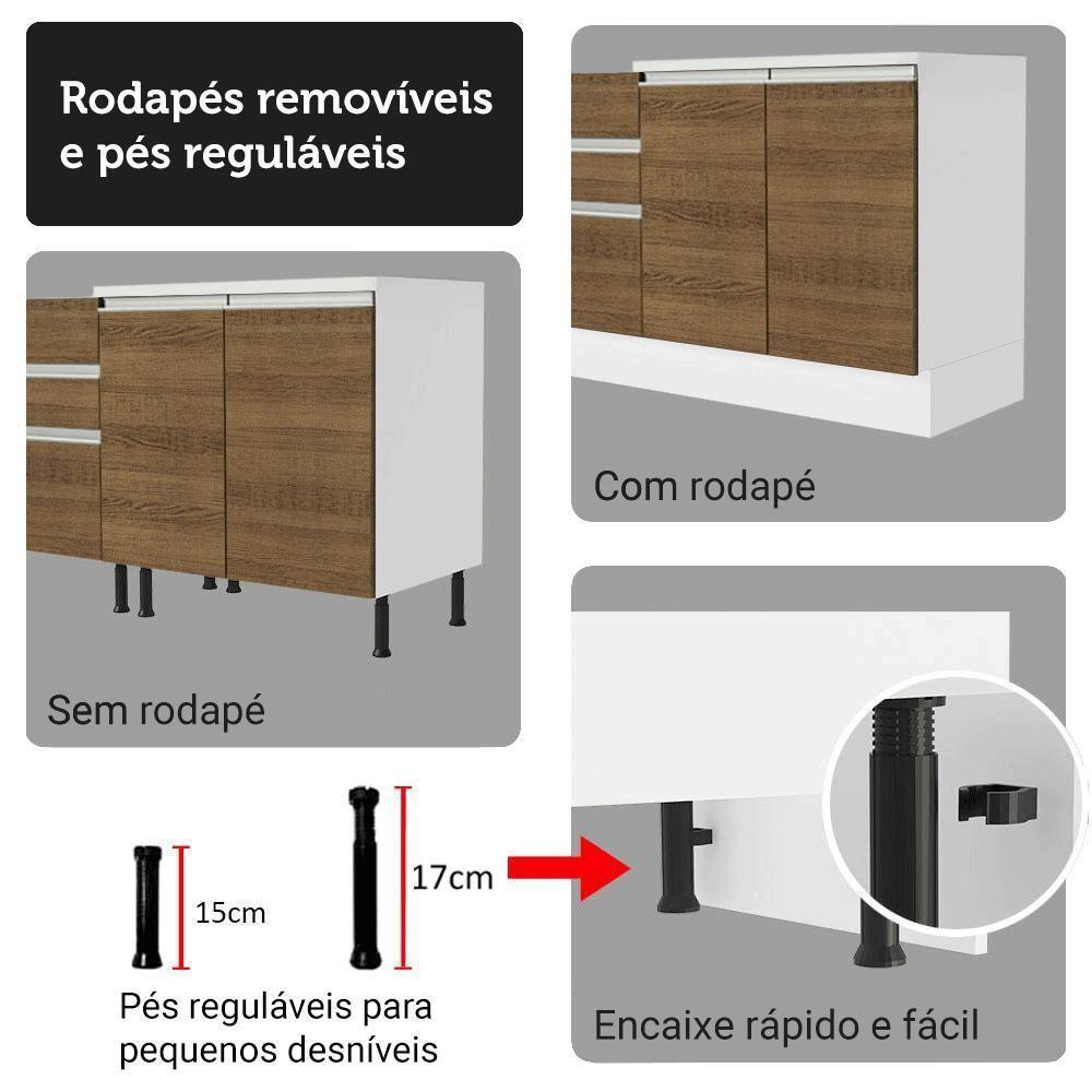 Armário De Cozinha Completa 100% MDF 310 Cm Smart 02 Branco/Rustic/Crema - 10