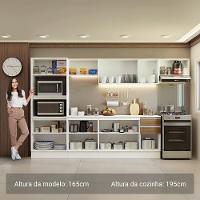 Armário De Cozinha Completa 100% MDF 310 Cm Smart 02 Branco/Rustic/Crema
