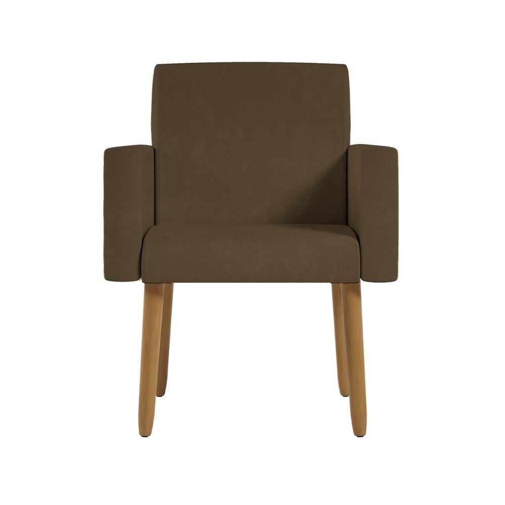 Kit 2 Poltronas Cadeira Recepção Nina Com Puff Balaqui Decor Marrom - 4