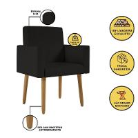 Kit 2 Poltronas Cadeira Recepção Nina Com Puff Balaqui Decor Preto - 3