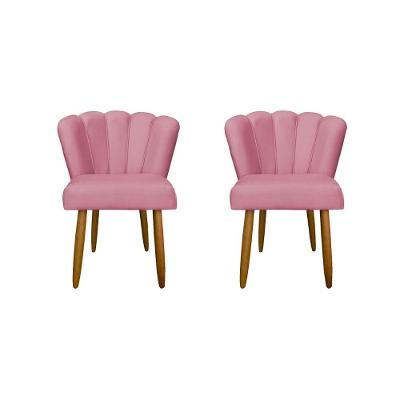 Kit 02 Cadeiras Para Mesa De Jantar Flor Pés Palito Balaqui Decor Rosa