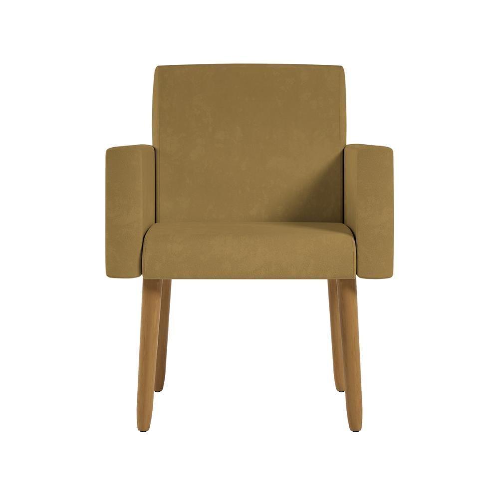 Kit 2 Poltronas Cadeira Recepção Nina Com Puff Balaqui Decor Capuccino - 3