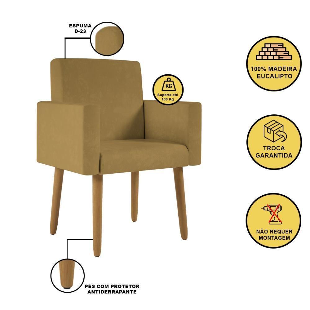 Kit 2 Poltronas Cadeira Recepção Nina Com Puff Balaqui Decor Capuccino - 9