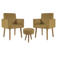 Kit 2 Poltronas Cadeira Recepção Nina Com Puff Balaqui Decor Capuccino - 1