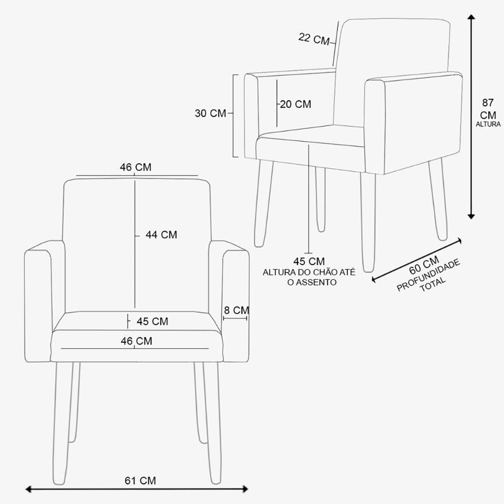 Kit 2 Poltronas Cadeira Recepção Nina Com Puff Balaqui Decor Azul Turquesa - 6