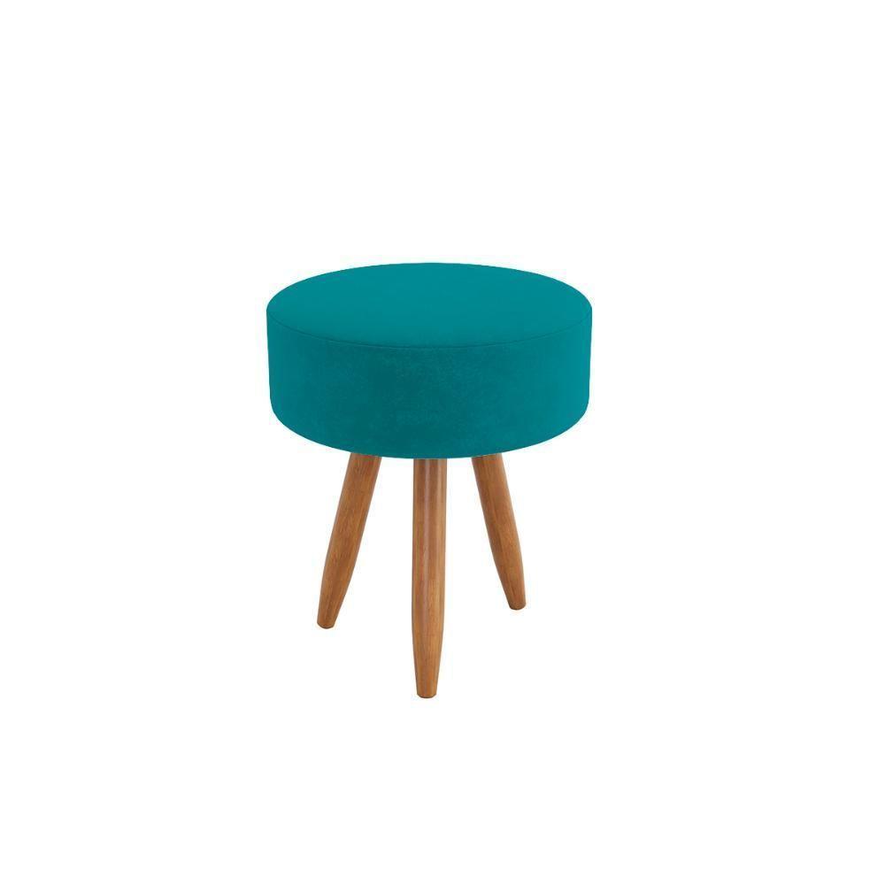 Kit 2 Poltronas Cadeira Recepção Nina Com Puff Balaqui Decor Azul Turquesa - 7