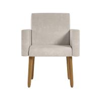 Kit 2 Poltronas Cadeira Recepção Nina Com Puff Balaqui Decor Bege - 9