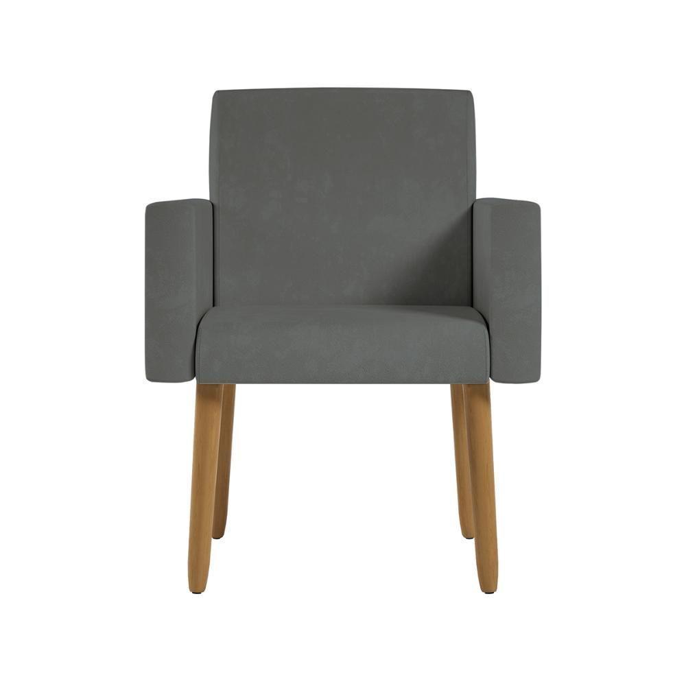 Kit 2 Poltronas Decorativa Sala Nina Com Puff Balaqui Decor Cinza - 2