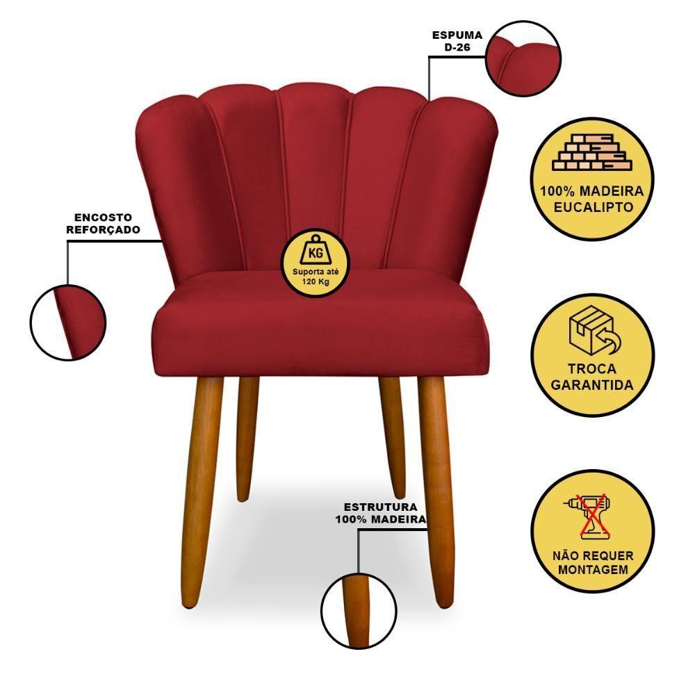Cadeira Para Mesa De Jantar Veludo Reforçada Balaqui Decor Vermelho - 2
