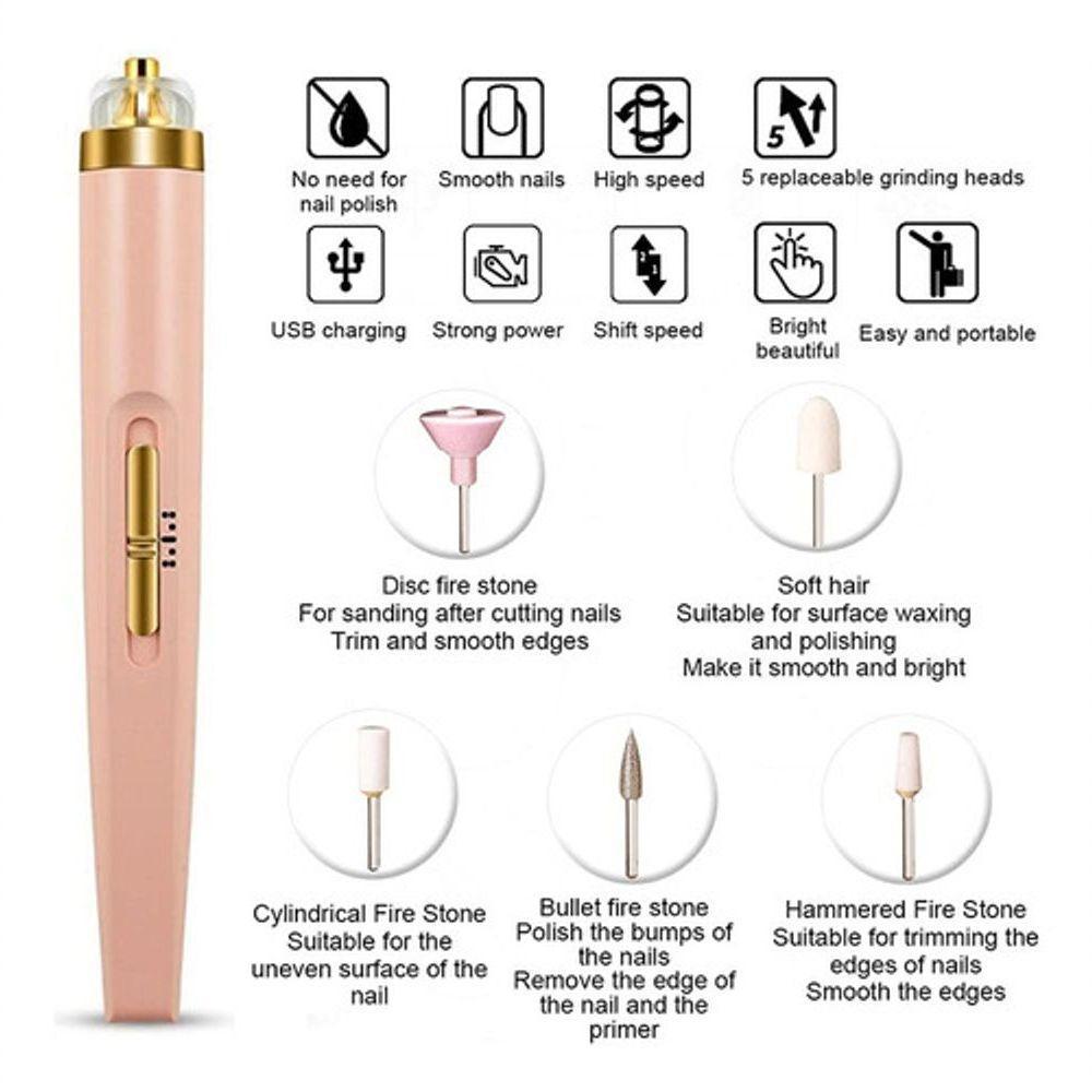 Kit Lixadeira De Unhas Portátil 5 Em 1 - Manicure E Cutícula Com Facilidade - 2