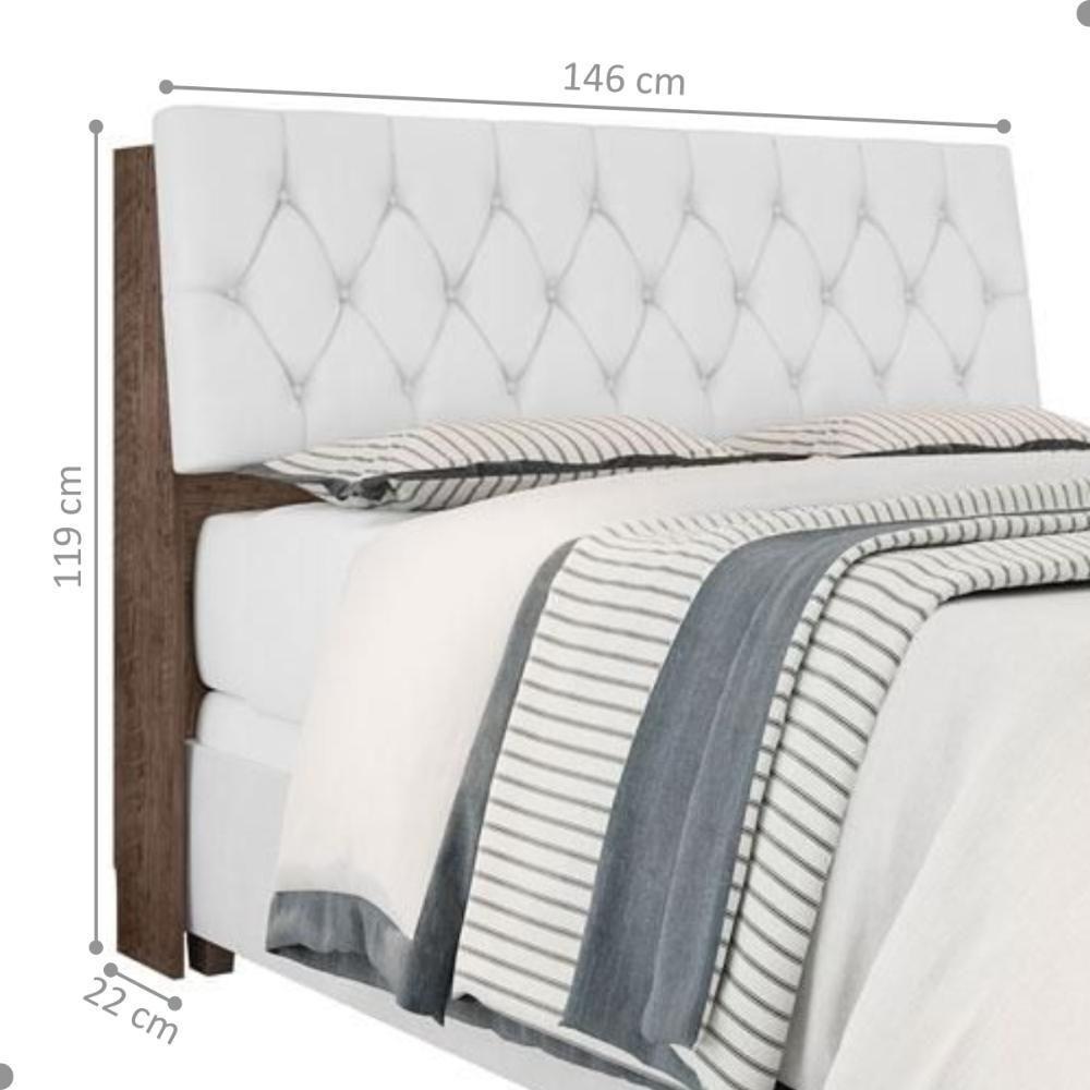 Cabeceira Box Casal Isis Chocolate Com Capitonê Branco - 4