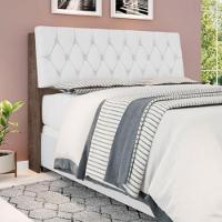 Cabeceira Box Casal Isis Chocolate Com Capitonê Branco - 1