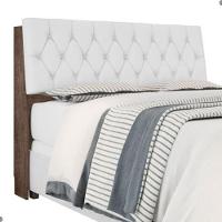 Cabeceira Box Casal Isis Chocolate Com Capitonê Branco - 2
