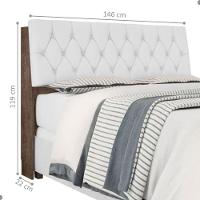 Cabeceira Box Casal Isis Chocolate Com Capitonê Branco - 4