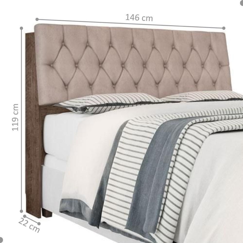 Cabeceira Box Casal Isis Chocolate Com Capitonê Bege - 4
