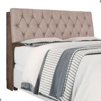 Cabeceira Box Casal Isis Chocolate Com Capitonê Bege - 2