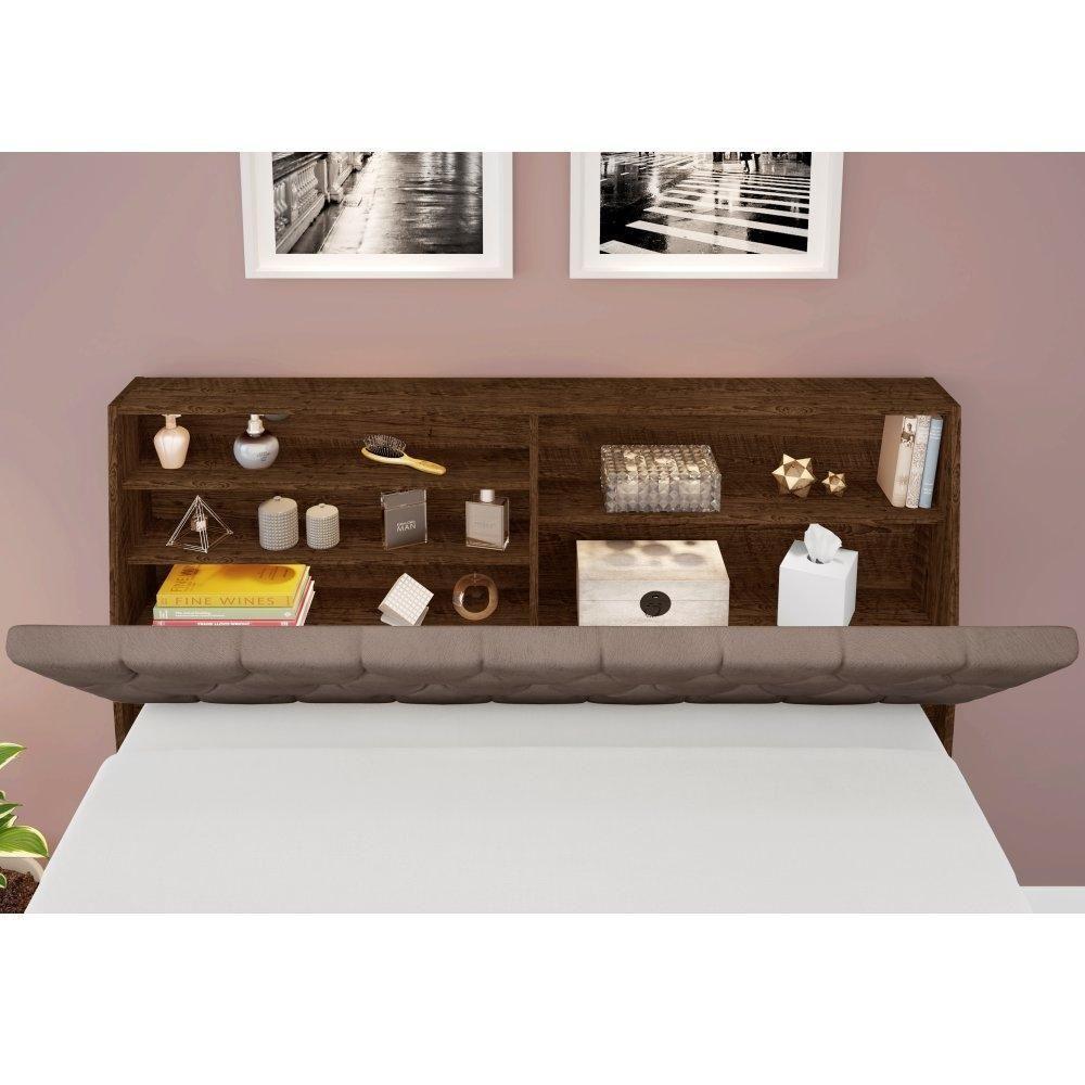 Cabeceira Queen Box Laura Malbec Captonê Bege Escuro - 3