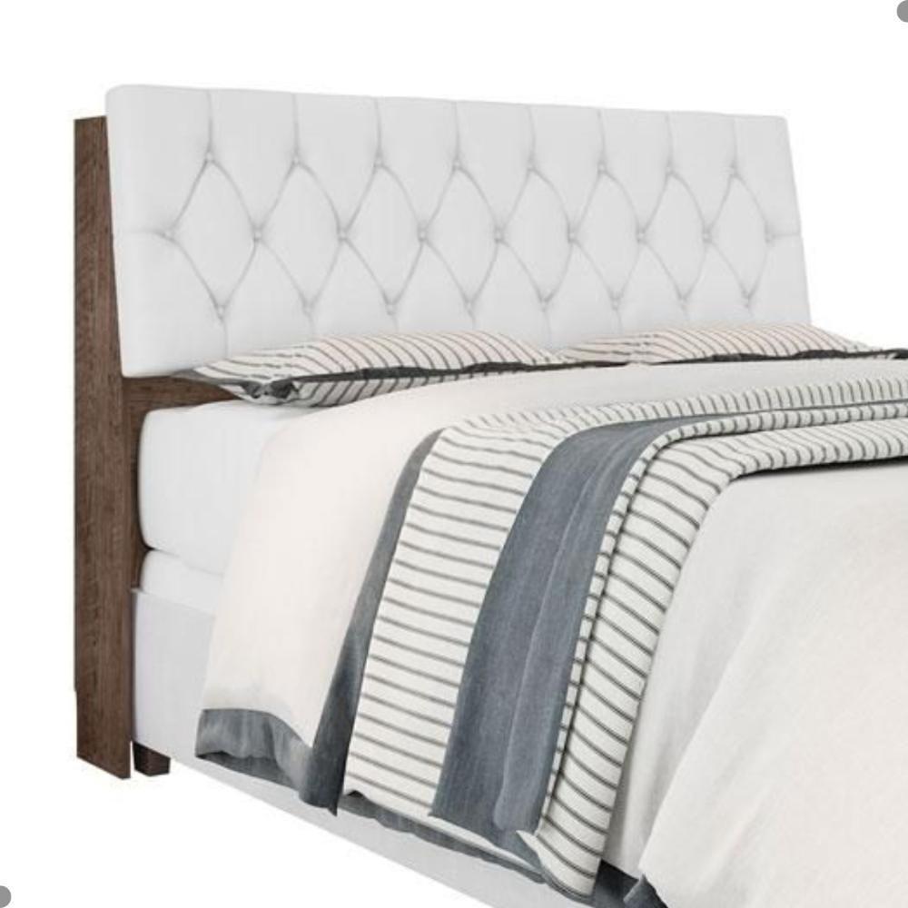 Cabeceira Box Queen Isis Chocolate Com Capitonê Branco - 2