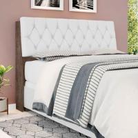 Cabeceira Box Queen Isis Chocolate Com Capitonê Branco - 1