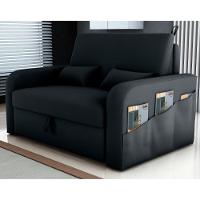 Sofá Cama 2 Lugares Com Baú Hiram Veludo Inca Preto - 1