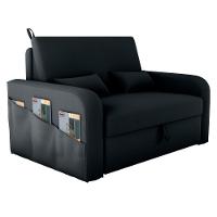 Sofá Cama 2 Lugares Com Baú Hiram Veludo Inca Preto - 5