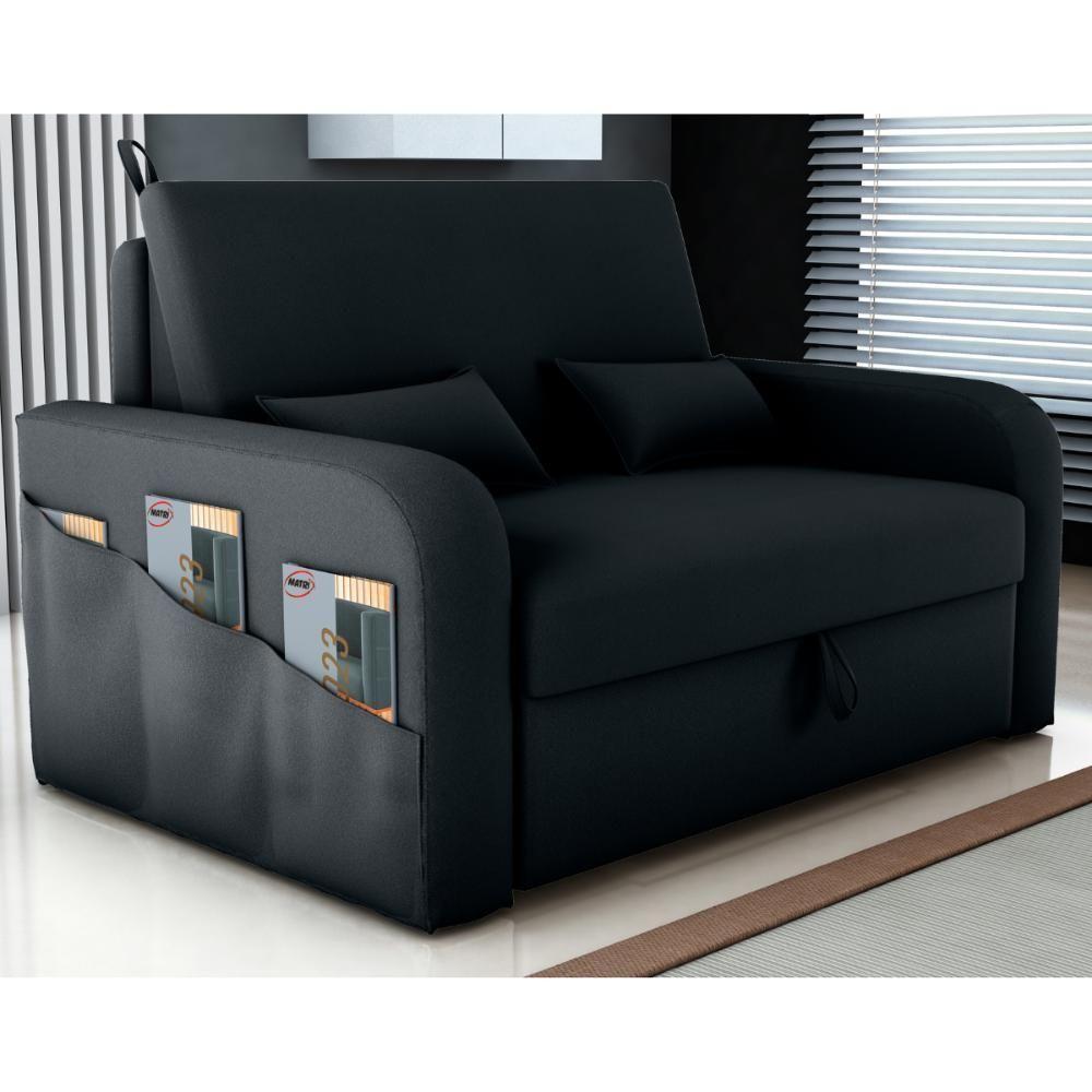 Sofá Cama 2 Lugares Com Baú Bannow Veludo Inca Preto - 1