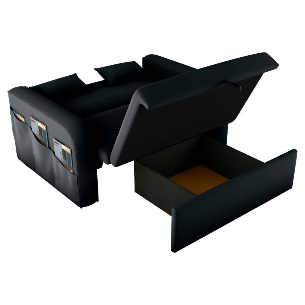 Sofá Cama 2 Lugares Com Baú Bannow Veludo Inca Preto - 4