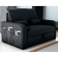 Sofá Cama 2 Lugares Com Baú Bannow Veludo Inca Preto - 1