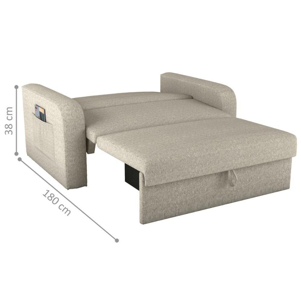 Sofá Cama Com Baú 2 Lugares Numey Linho - 3