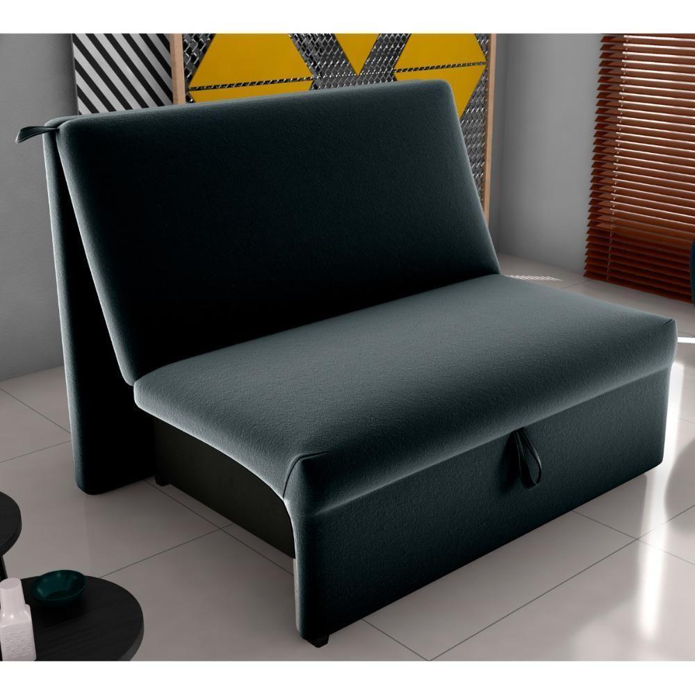 Sofá Cama 2 Lugares Belize Veludo Inca Preto - 1