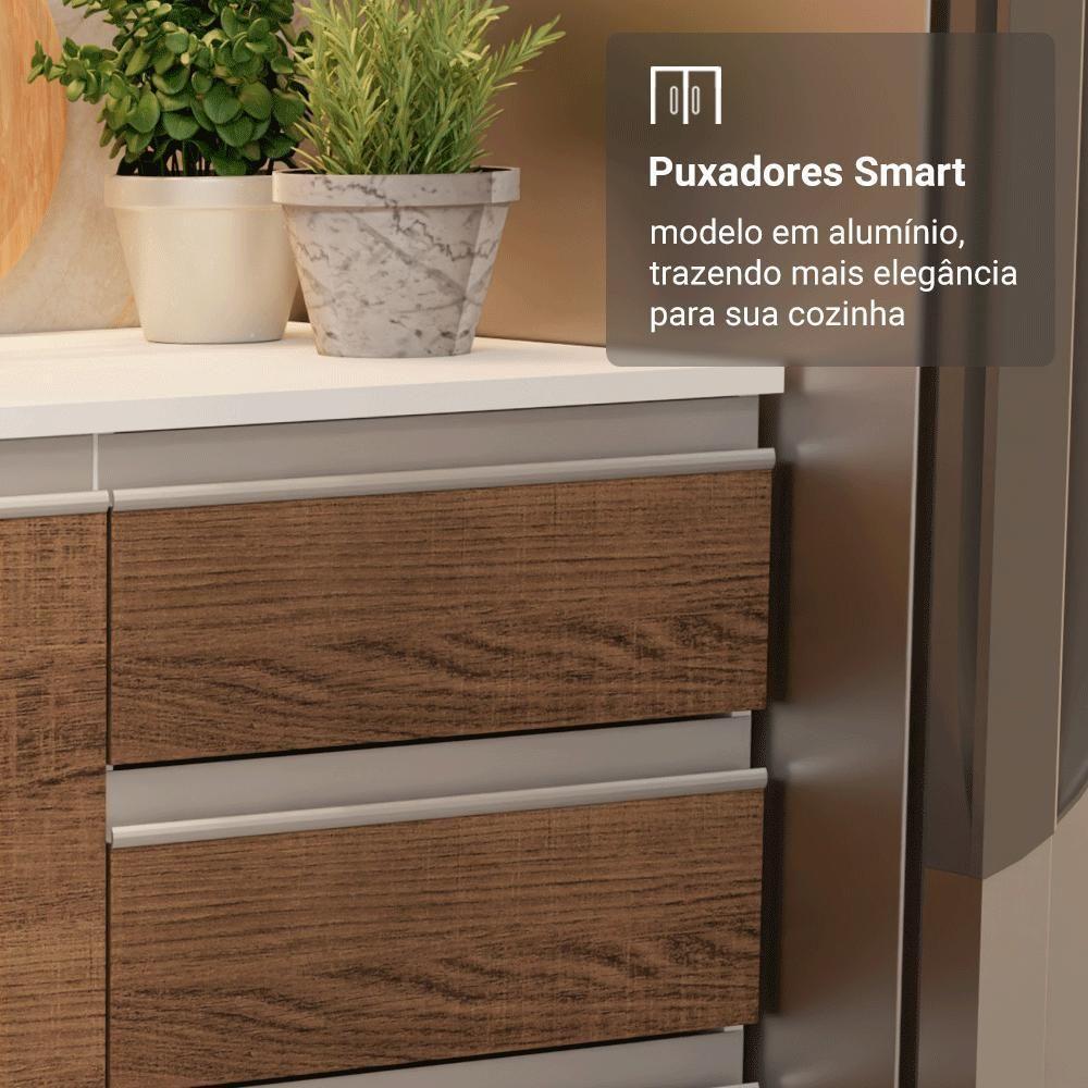 Armário De Cozinha Completa 100% MDF 310 Cm Smart 01 Branco/Rustic/Crema - 6