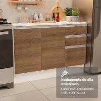 Armário De Cozinha Completa 100% MDF 310 Cm Smart 01 Branco/Rustic/Crema - 8