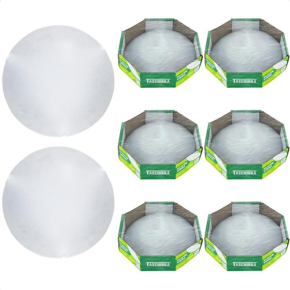 Kit 8 Plafon Taschibra Jurerê 25cm Redondo Branco E27 Bivolt - 1