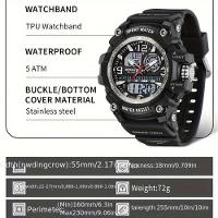 Relógio Esportivo Digital Multifuncional Resistente À Água 50m Alarme Preto Branco - 2