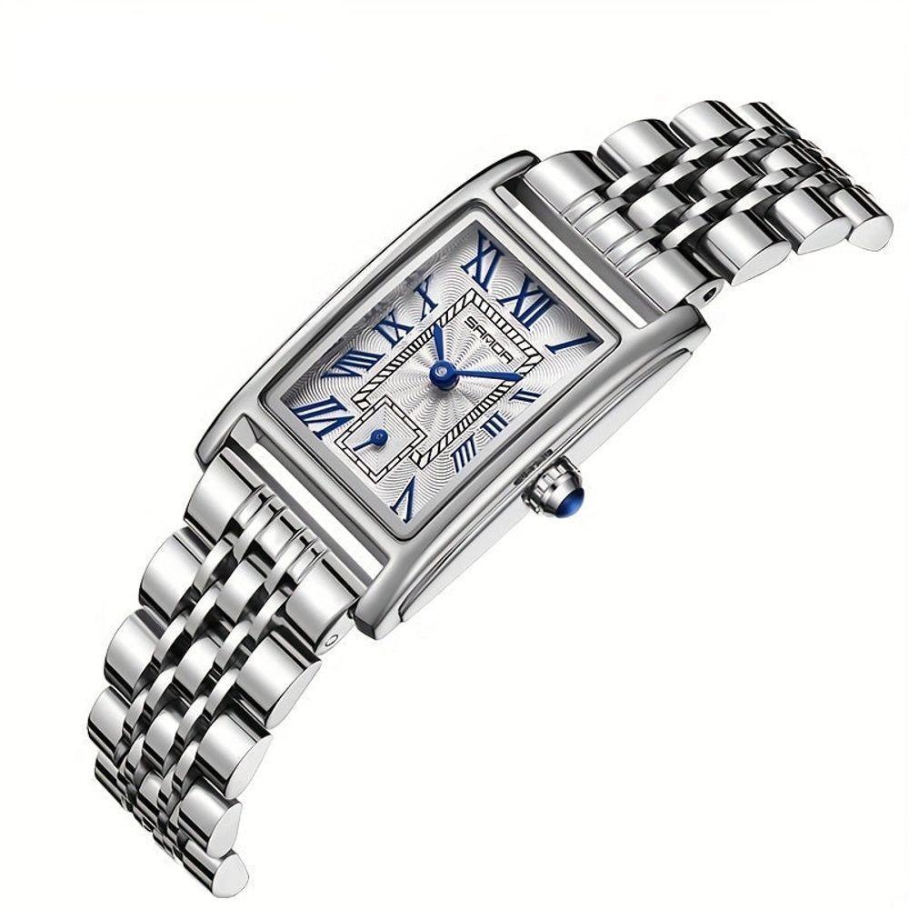 Relógio De Pulso Estilo Lazer E Negócios Retangular Ponteiro De Quartzo Prata G - 2