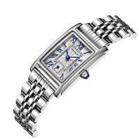 Relógio De Pulso Estilo Lazer E Negócios Retangular Ponteiro De Quartzo Prata G - 2